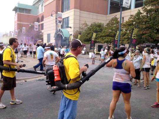 Post Race Leaf Blowing