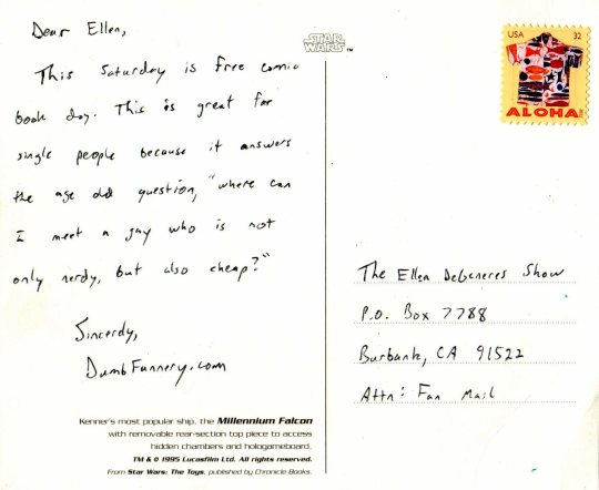 Ellen DeGeneres postcard