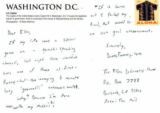 Ellen DeGeneres postcard