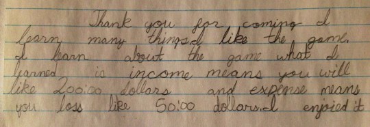 Thank you letter from a kid