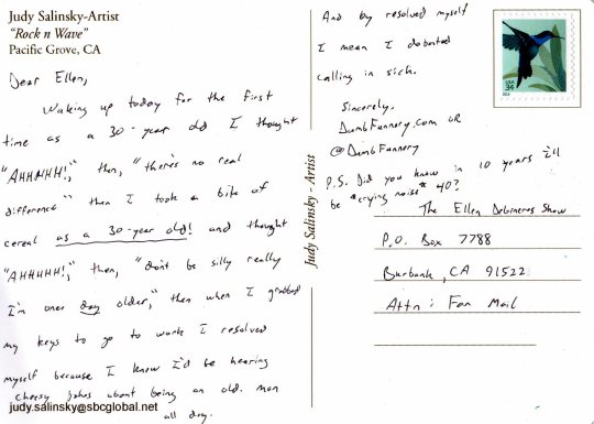 Ellen DeGeneres postcard