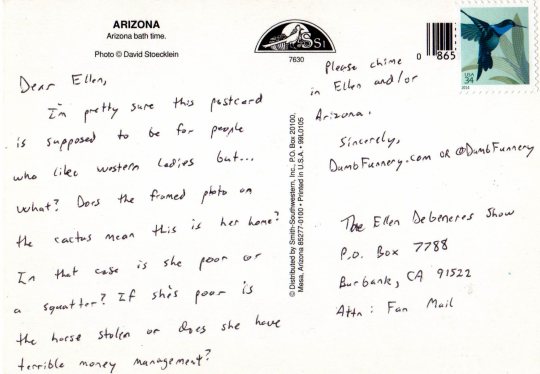 Ellen DeGeneres postcard