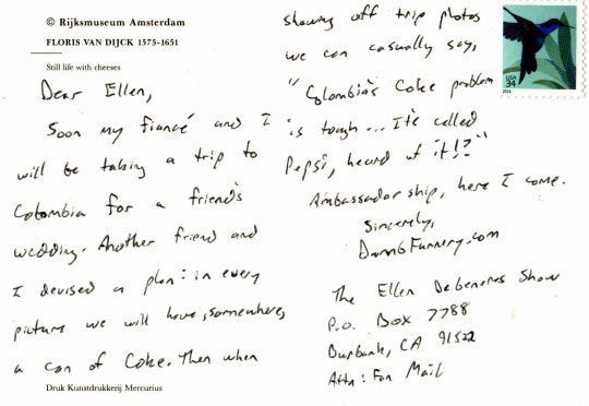 Ellen DeGeneres postcard