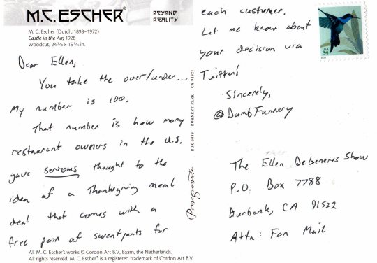 Ellen DeGeneres postcard