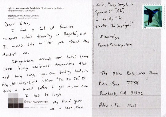 Ellen DeGeneres postcard