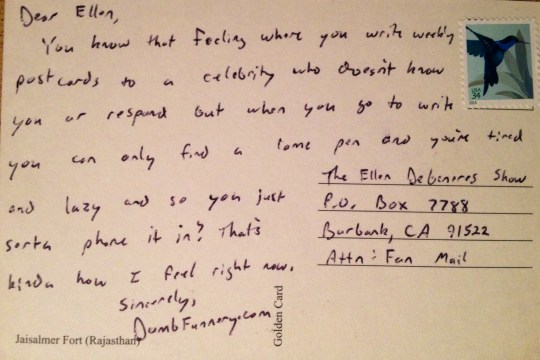 Ellen DeGeneres postcard
