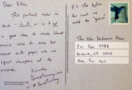 Ellen DeGeneres postcard