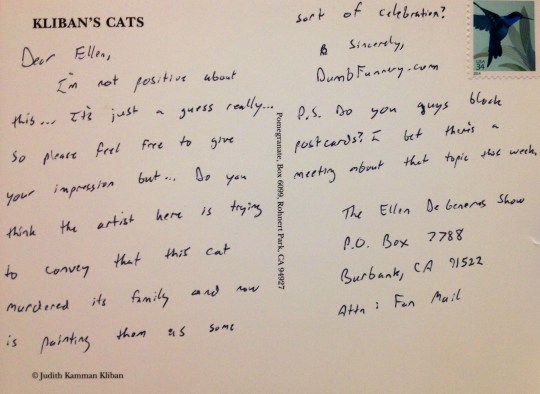 Ellen DeGeneres postcard