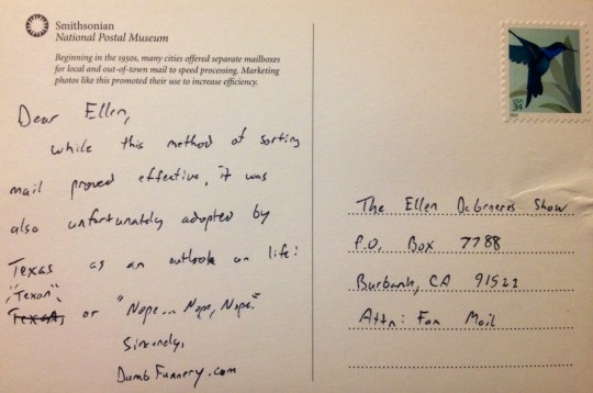 Ellen DeGeneres postcard
