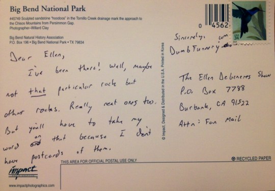 Ellen DeGeneres postcard