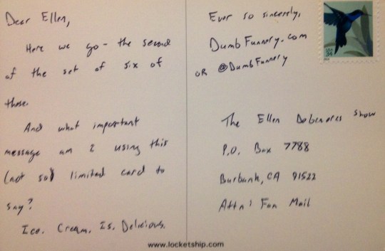 Ellen DeGeneres postcard
