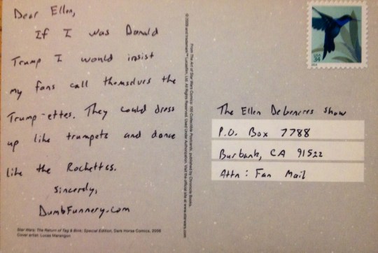 Ellen DeGeneres postcard