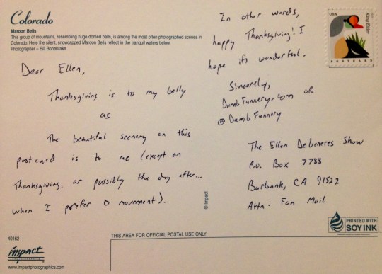 Ellen DeGeneres postcard