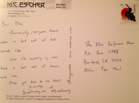 Ellen DeGeneres postcard